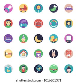 Flat Vector Icons Set Of Baby and Kids