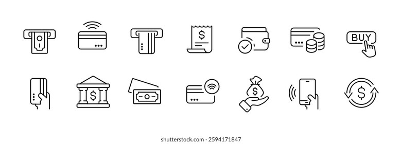 Flat vector icons set of celebration and music elements in linear style.