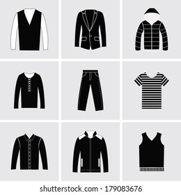 Flat vector icons set of Fashion elements abstract and simple white and black
