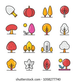 Flat Vector Icons Set of Nature