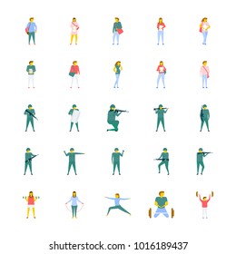 Flat Vector Icons Set Of People 