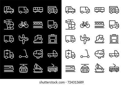 Flat vector icons with a thin line. Set for mobile applications. ?ransport