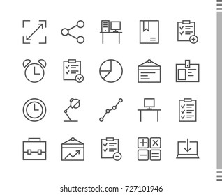 Flat vector icons with a thin line. Set for mobile applications. Management. Business & Finance
