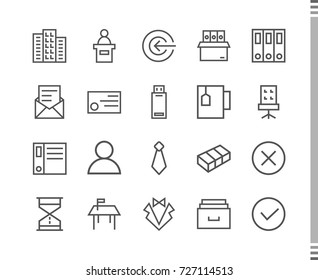 Flat vector icons with a thin line. Set for mobile applications. Business and Sales
