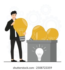 Flat vector idea creativity finding idea concept illustrator
