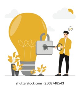 Flat vector idea creativity finding idea concept illustrator

