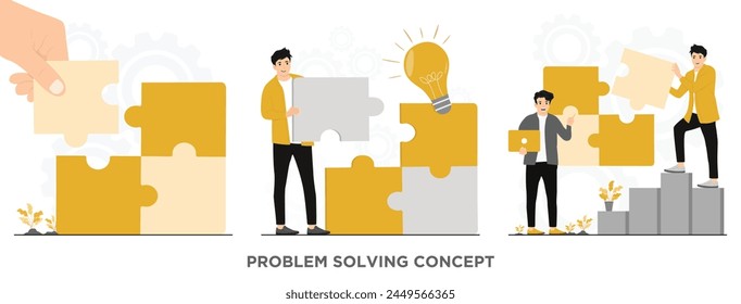 Flat vector Idea solution problem solving making puzzle background concept illustration