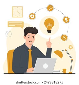 Flat vector Idea solution problem solving making puzzle background concept illustration
