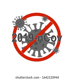 Flat vector illlustration Coronavirus isolated on white background. Global epidemic of 2019-nCoV. Coronavirus caution concept. Dangerous outbreak of disease.