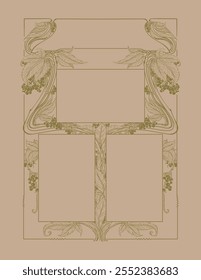 flat vector illustraion orante floral frame with elements