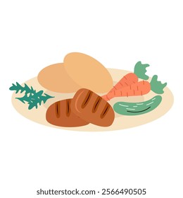 Flat vector Illustrated Meal Dishes