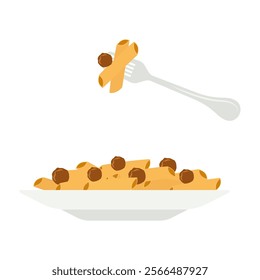 Flat Vector Illustrated Pasta Variations