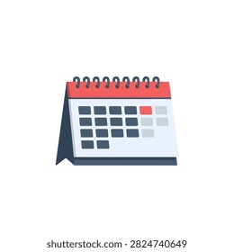 Flat vector illustration of a 12 month desk spiral calendar for business and daily scheduling
