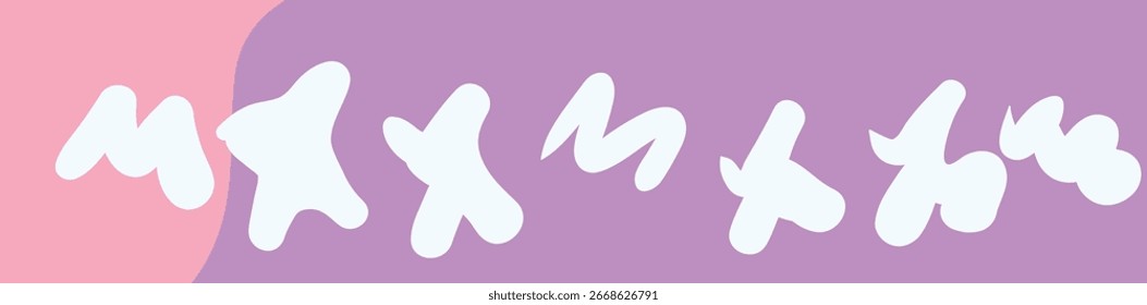 "Ilustración vectorial plana de diseño de cinta fluida rosa y púrpura abstracto con Formas blancas para decoración, fondos modernos y proyectos creativos".