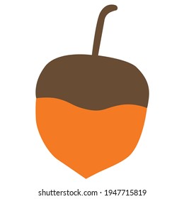 Flat Vector Illustration of Acorn