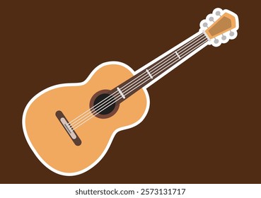 Flat Vector Illustration of an Acoustic Guitar Icon popstar sticker