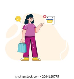 A flat vector illustration of add to cart