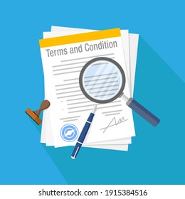 Flat vector illustration of an agreement document check. Suitable for design element of contractual consulting service and legal aid. 