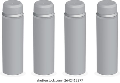 Ilustración vectorial plana de lata de aerosol de aluminio en estilo minimalista, aislado sobre fondo blanco	