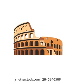 Flat vector illustration of the ancient Roman Colosseum amphitheater icon isolated on white background