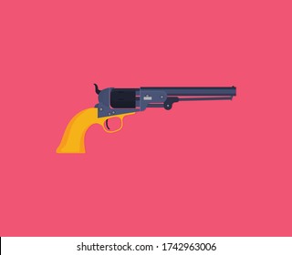 Flat vector illustration of antiquated American Gun.
