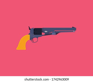 Flat vector illustration of antiquated American Gun.