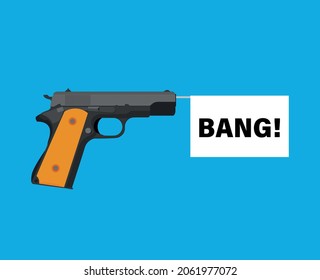 Flat vector illustration of antiquated American Gun.
