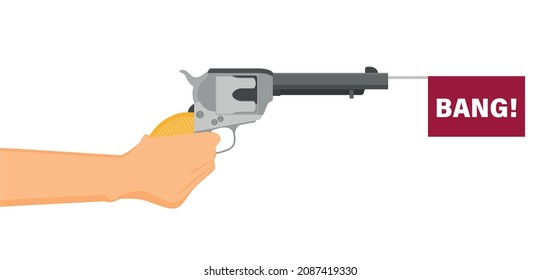Ilustración vectorial plana de la anticuada pistola norteamericana.
