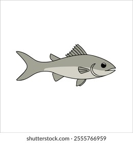 Flat vector illustration of an archerfish with sleek gray body, unique mouth, streamlined shape, minimal design, modern aesthetic