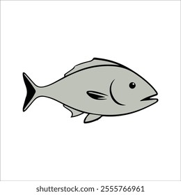 Flat vector illustration of an archerfish with sleek gray body, unique mouth, streamlined shape, minimal design, modern aesthetic