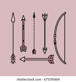Flat vector illustration of arrows and a bow.