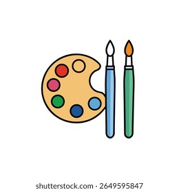 flat vector illustration of art supplies including