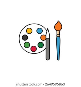 flat vector illustration of art supplies including
