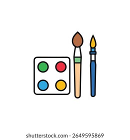 flat vector illustration of art supplies including