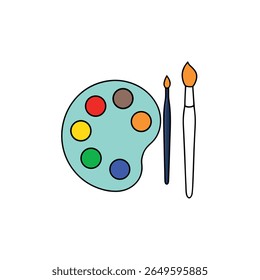flat vector illustration of art supplies including