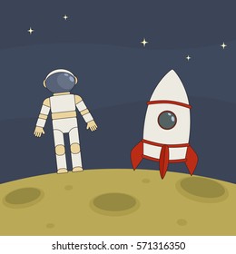 Flat Vector Illustration Astronaut Rocket On Stock Vector (royalty Free 