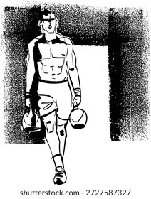 Flache Vektorgrafik eines Athleten, der ein hochintensives funktionales Training durchführt, das vom HYROX-artigen Training inspiriert ist. Stilisierte Sportfigur in einem sauberen, modernen Design, das Ausdauer, Kraft und Wettkampffitness repräsentiert. Geeignet für Fitness- und Sport-Websites, Fitness-Branding, Event-Promotionen, Poster, Social Media, Trainingsprogramme und Inhalte zum sportlichen Lifestyle.