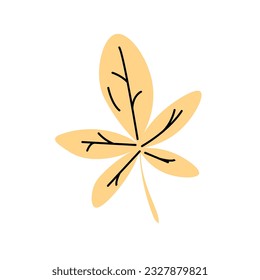 Flat Vector illustration autumn yellow leaf on white background