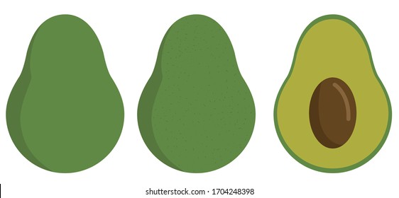 Flat vector illustration: avocado. Sliced Avocado.