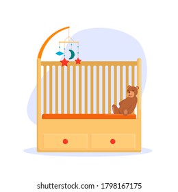 Flat vector illustration: baby cot.