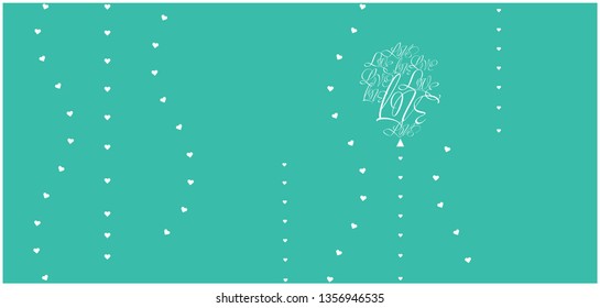 Flat vector illustration of balloon from calligraphic "love" on turquoise background for Valentine`s Day cards, posters, invitations, greetings, wedding design and decoration, prints, banners, web.