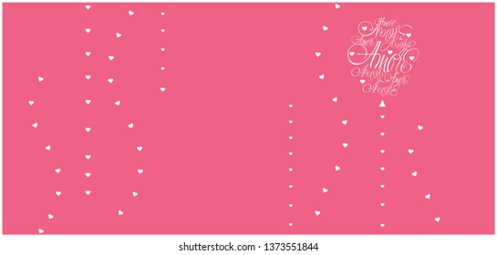 Flat vector illustration of balloon from calligraphic "AMORE"-mean LOVE, written in Italian, on pink background for wedding design, Valentine`s Day cards, posters, invitations, greetings, prints, web.