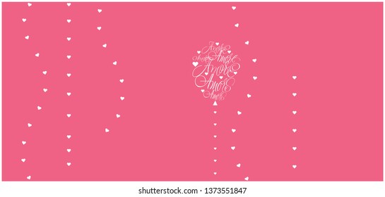 Flat vector illustration of balloon from calligraphic "AMORE"-mean LOVE, written in Italian, on pink background for Valentine`s Day cards, posters, invitations, greetings, prints, wedding design, web.