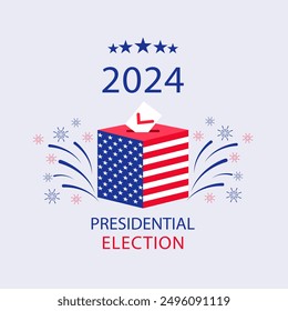 Una Ilustración vectorial plana de una urna. Elecciones presidenciales en Estados Unidos.