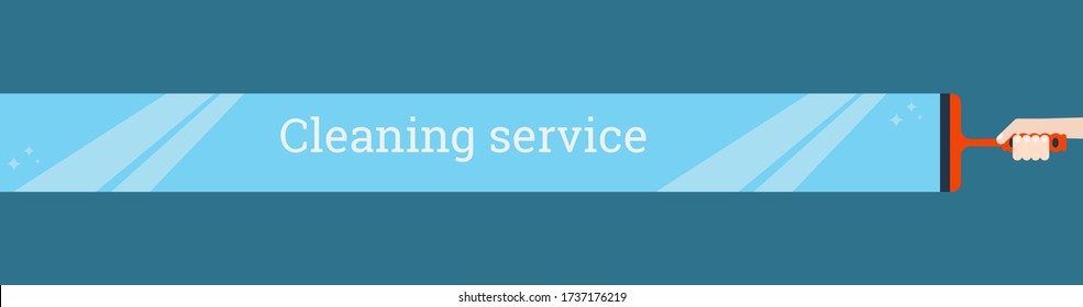 Ilustración vectorial plana: banner para la empresa de limpieza. Servicio de limpieza.