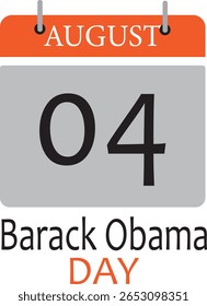 Flat vector illustration of Barack Obama Day poster for August 4th, featuring patriotic colors and modern design, ideal for banners, greeting cards, and background templates honoring the former US pre