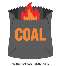 Flat vector illustration of barbecue coal bag with stack of log for campfire making BBQ fuel and outdoor cooking themes