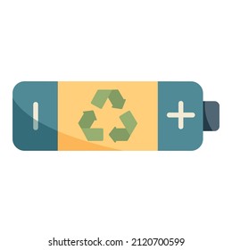 Ilustración vectorial plana de la batería. Reciclando el elemento de residuos.