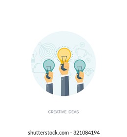 Flat vector illustration. Be a leader. Ideas generating. Creativity and teamwork.