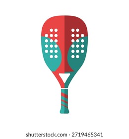 Ilustración vectorial plana de una raqueta de tenis de playa en colores rojo y verde sobre un fondo blanco